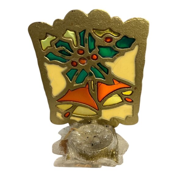 Vintage John Buck Cast Iron and Stained-Glass Candle Holder 1970's - Picture 4 of 10